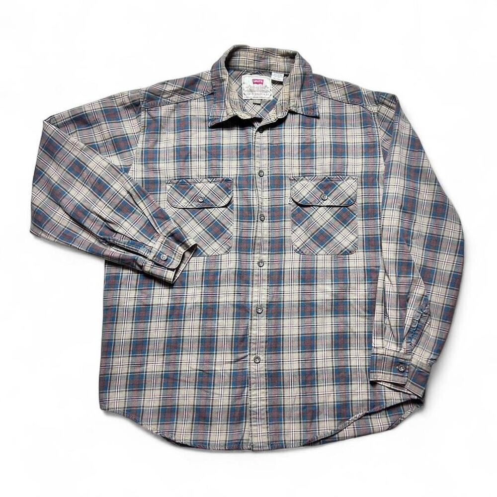 Levi’s Jeans 90s Vintage Plaid Cotton Flannel Button Front Long Sleeve Shirt L